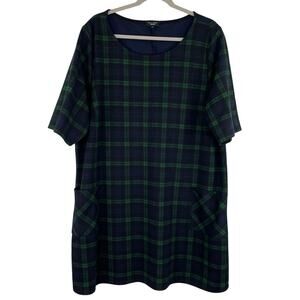 New Look Inspire Tartan Plaid Mini Shift Dress size 28 Preppy Retro Holiday